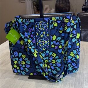 Vera Bradley Navy Indigo Pop Quilted Tablet Hipster with Lime & Aqua Accents
